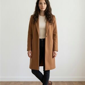 Zara Camel Brown Single-Button Trench Coat